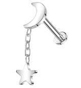 Half Moon Dangle Star Internally Threaded Titanium Labret