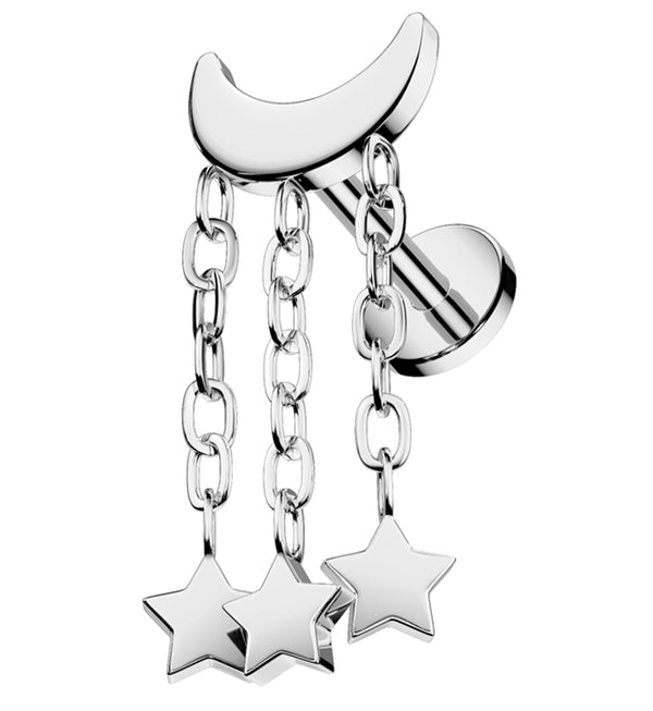 Half Moon Triple Dangle Star Internally Threaded Titanium Labret