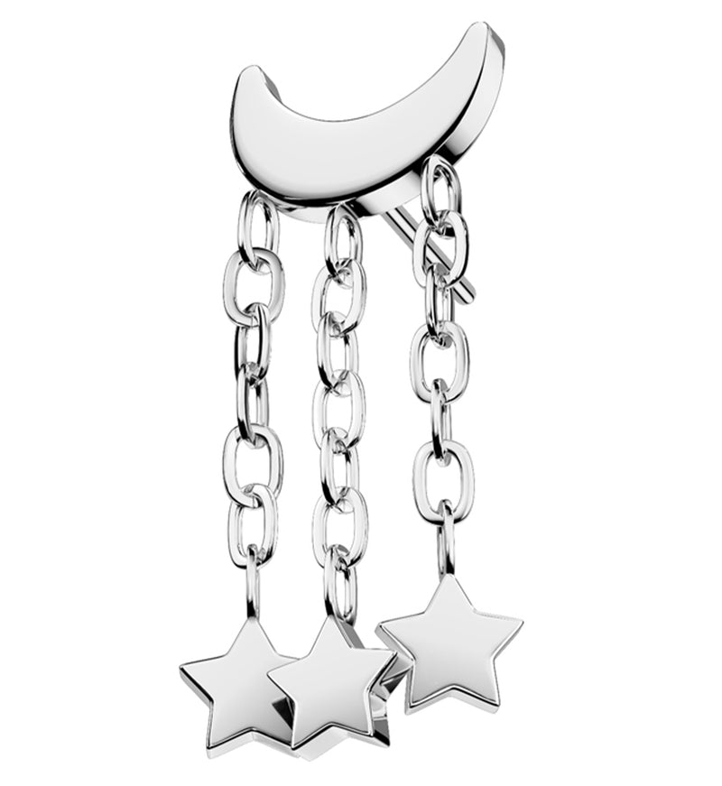 Half Moon Triple Dangle Star Titanium Threadless Top