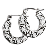 Hammered Hoop Stainless Steel Hinged Earrings