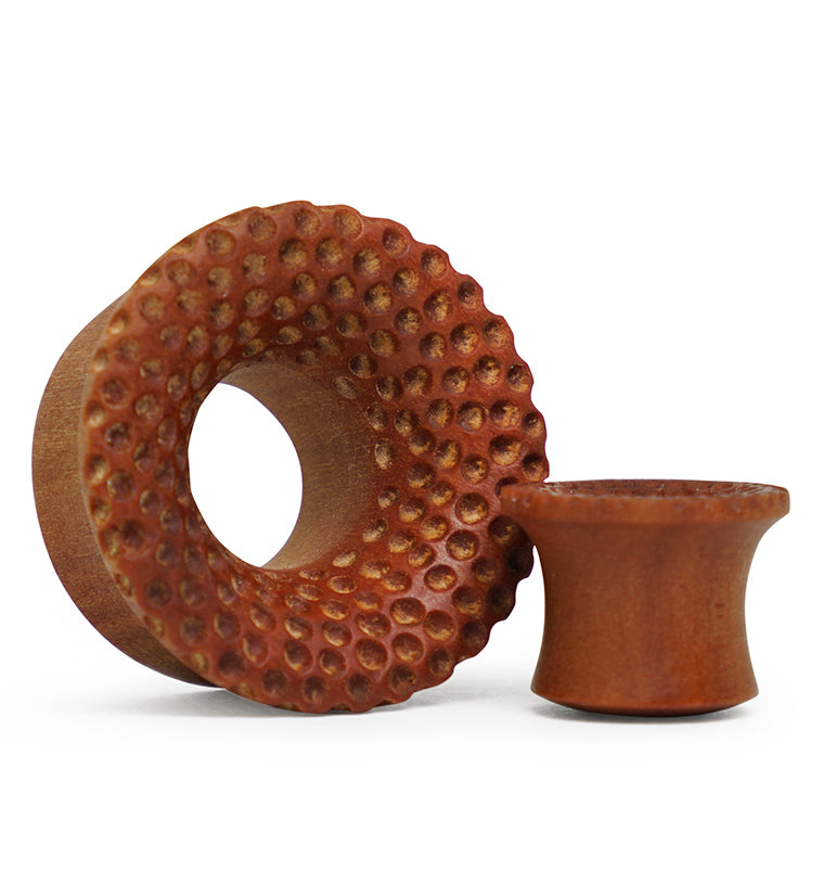 Hammered Saba Wood Mayan Flare Tunnel Plugs