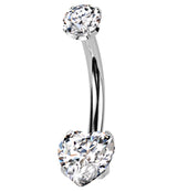 Heart Clear CZ Titanium Threadless Belly Button Ring