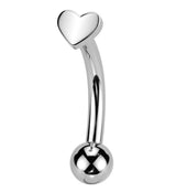 Heart Titanium Threadless Curved Eyebrow Barbell