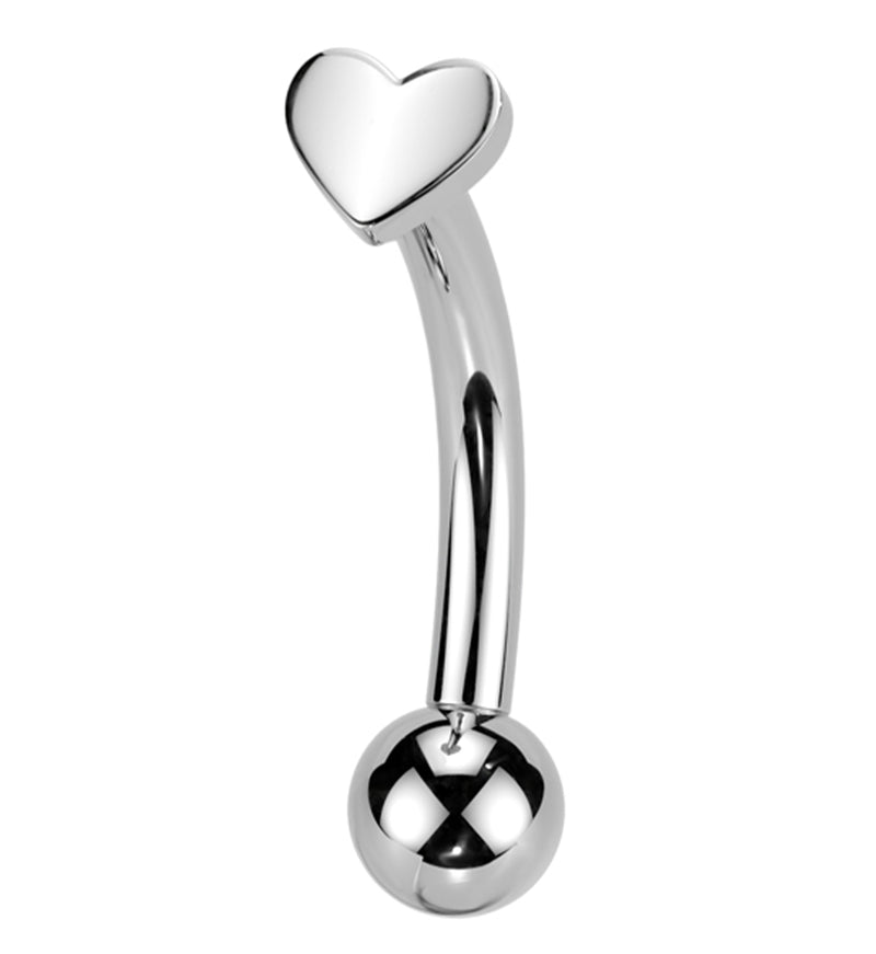 Heart Titanium Threadless Curved Eyebrow Barbell