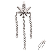 Hemp Leaf Triple Dangle Chain Titanium Threadless Top