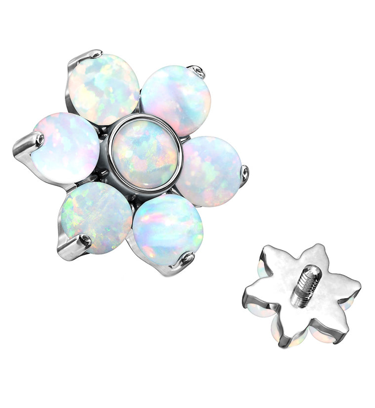 White Opalite Floret Titanium Internally Threaded Top