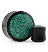 Horn Plugs With Turquoise Stone Inlay