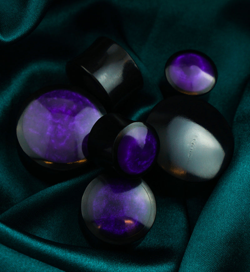 Horn Plugs With Purple Resin Inlay