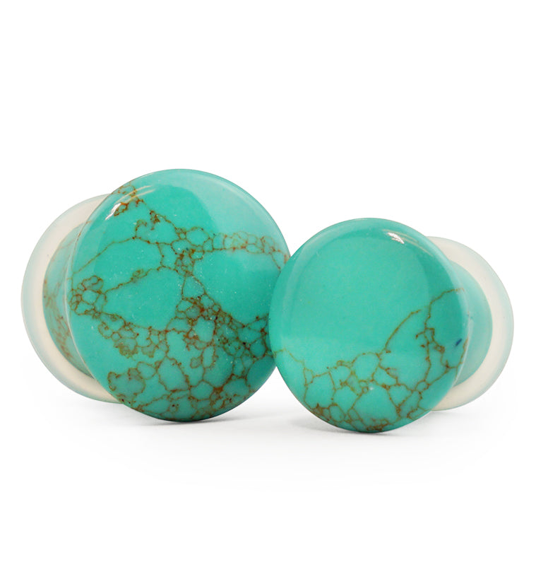 Howlite Turquoise Stone Plugs - Single Flare