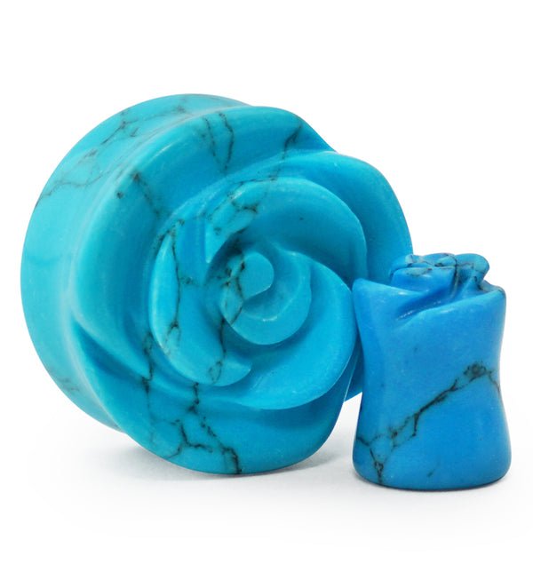 Howlite Turquoise Stone Rosebud Plugs