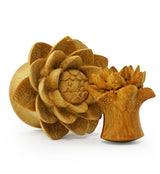 Jackfruit Wood Carved Camellia Flower Plugs