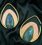 Labradorite Stone Rogue Brass Teardrop Ear Weights