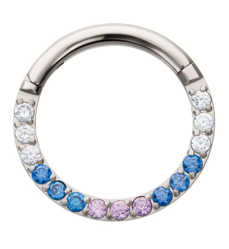 Lavender Blue CZ Titanium Hinged Segment Ring