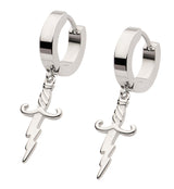 Lightning Dagger Stainless Steel Hoop Huggie Earrings