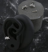 Lotus Flower Clear CZ Threadless Titanium Flower Back Labret