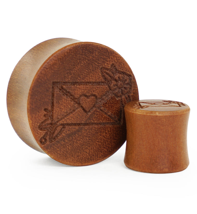 Love Letter Engraved Saba Wood Plugs