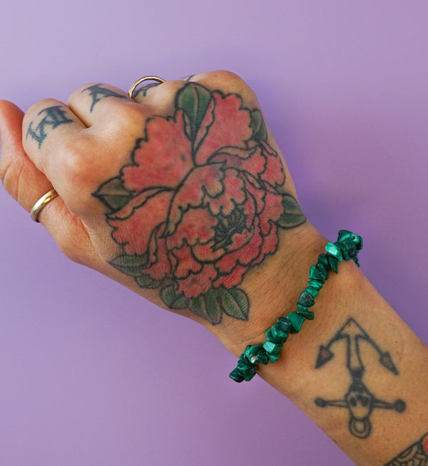 Malachite Chips Stone Bracelet