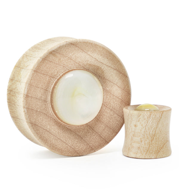 Maple Wood Plugs with MOP Dome InlayMaple Wood Plugs with MOP Dome Inlay