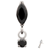 Marquise Black CZ Dangle Titanium Threadless Top