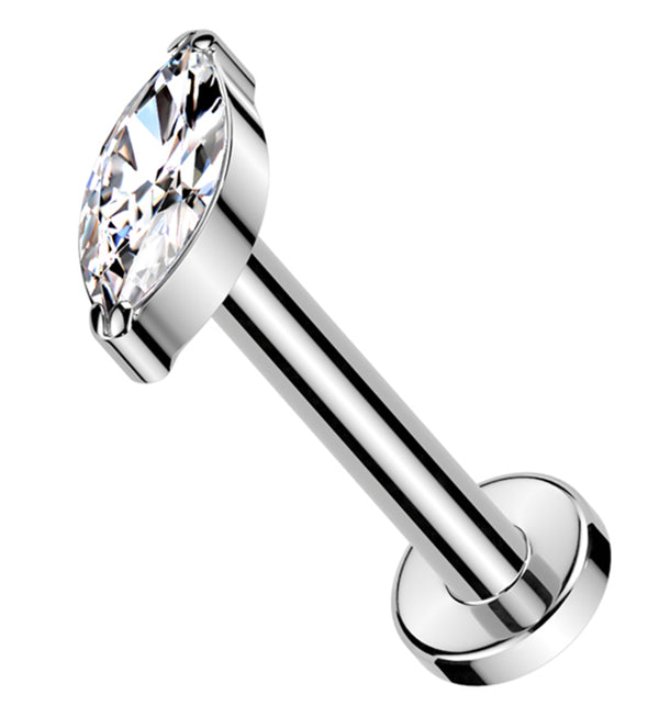 Marquise Clear CZ Flat Disk Threadless Labret