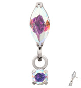 Marquise Rainbow Aurora CZ Dangle Titanium Threadless Top