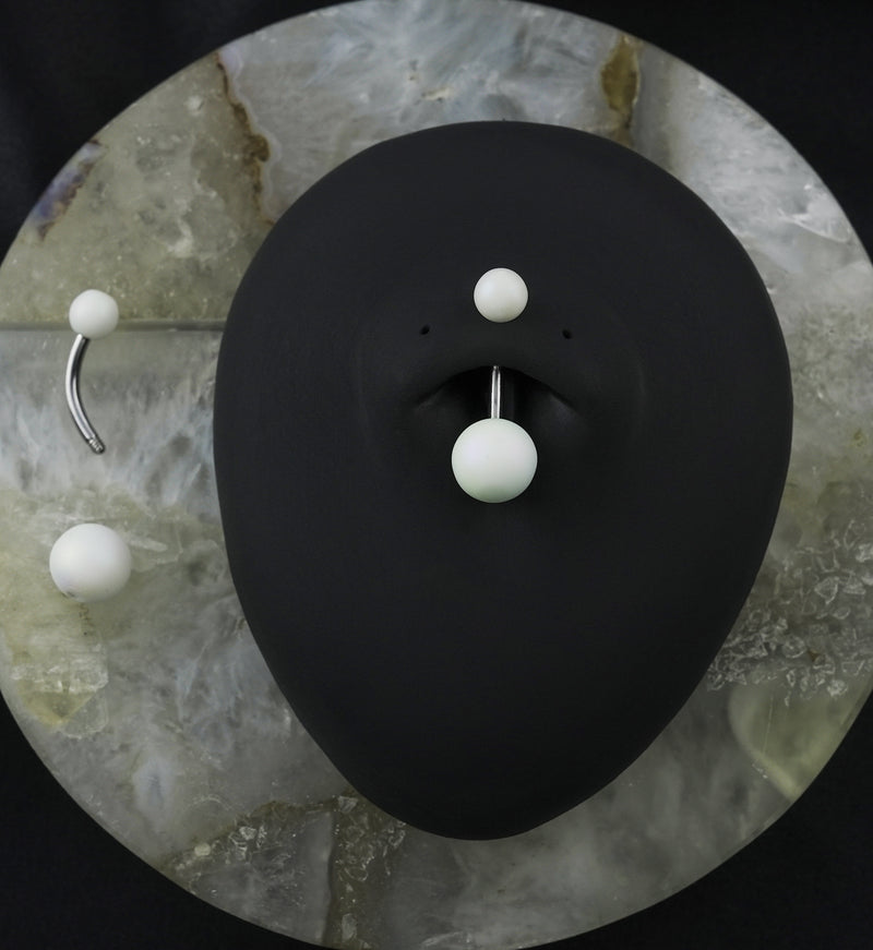 Matte White Stainless Steel Belly Button Ring