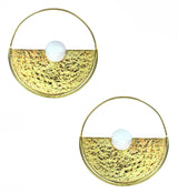 Meridian Rose Quartz Sphere Brass Earrings - Hangers