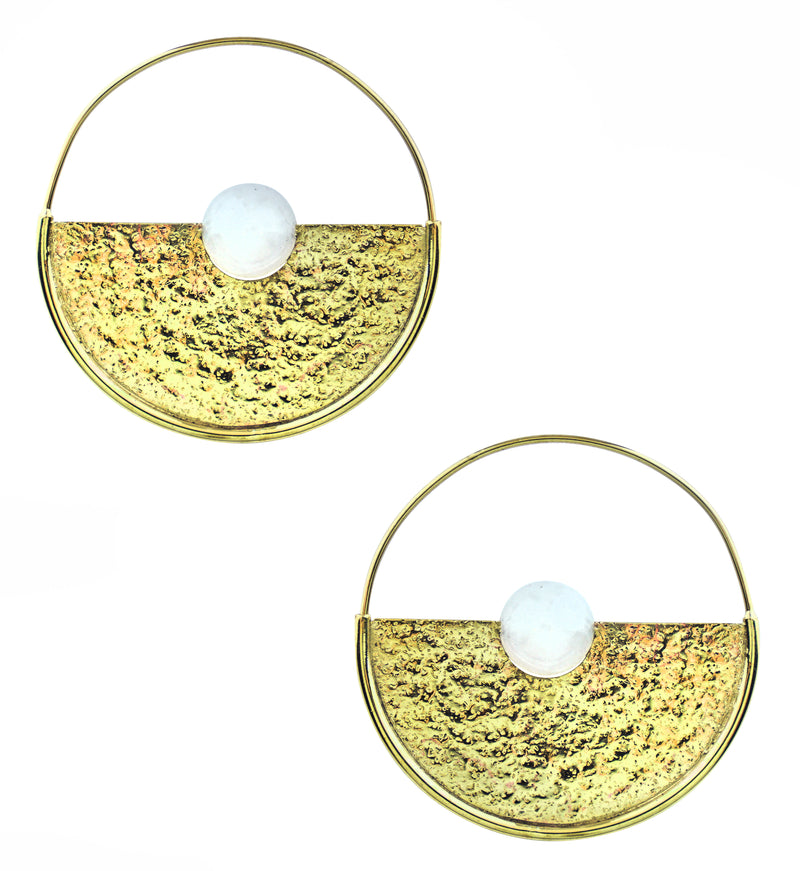 Meridian Rose Quartz Sphere Brass Earrings - Hangers