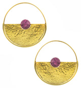 Meridian Amethyst Sphere Brass Earrings - Hangers