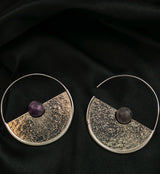 Meridian Amethyst Sphere White Brass Earrings - Hangers