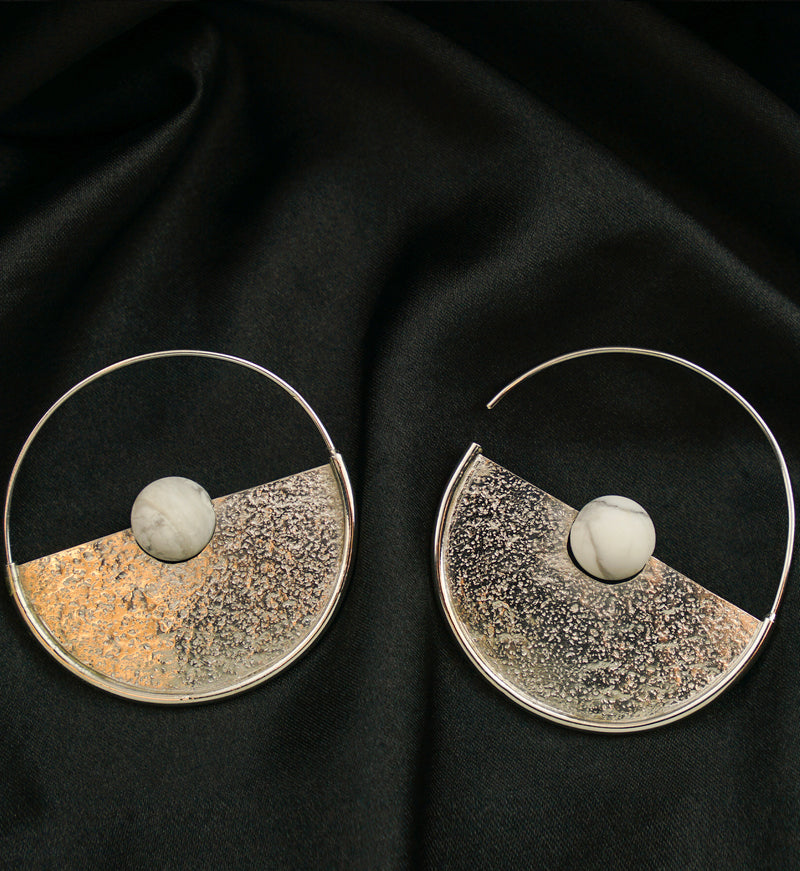 Meridian Howlite Sphere White Brass Earrings - Hangers