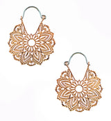 Mini Mandala Rose Gold Brass Plug Hoops