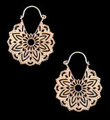 Mini Mandala Rose Gold Brass Plug Hoops