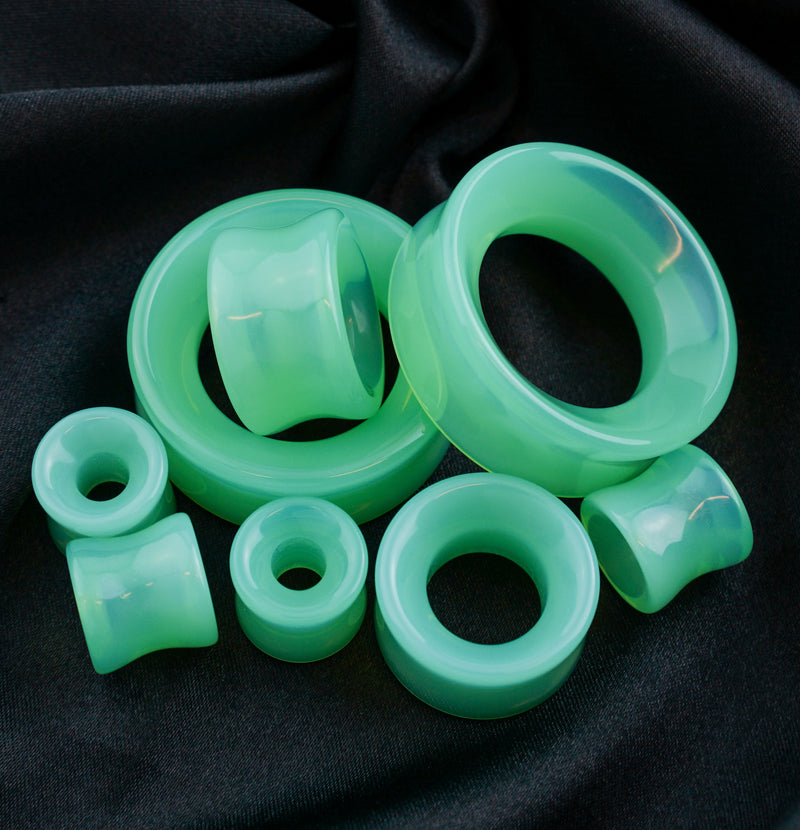 Mint Green Glass Tunnel Plugs