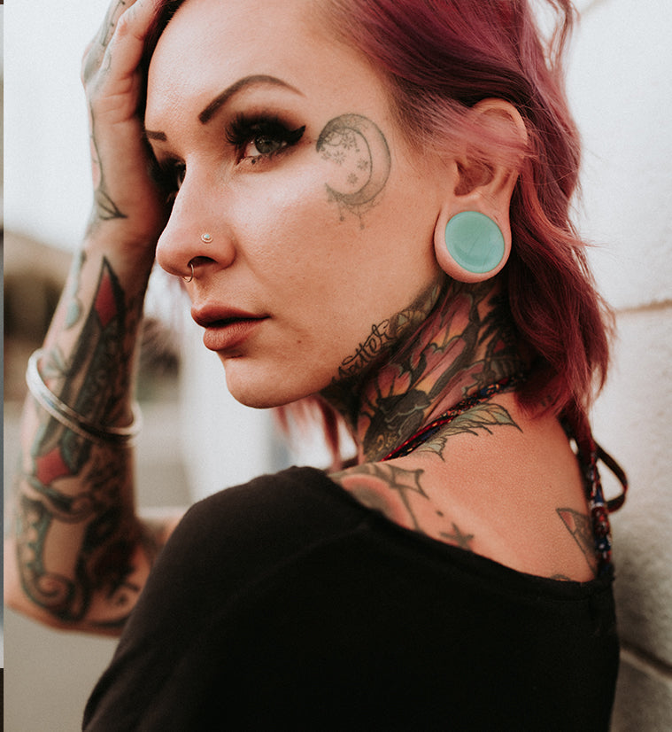 Mint Opalite Glass Plugs