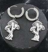 Mushroom Trio Stainless Steel Hoop Huggie Earrings