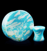 Ocean Howlite Stone Mayan Flare Plugs