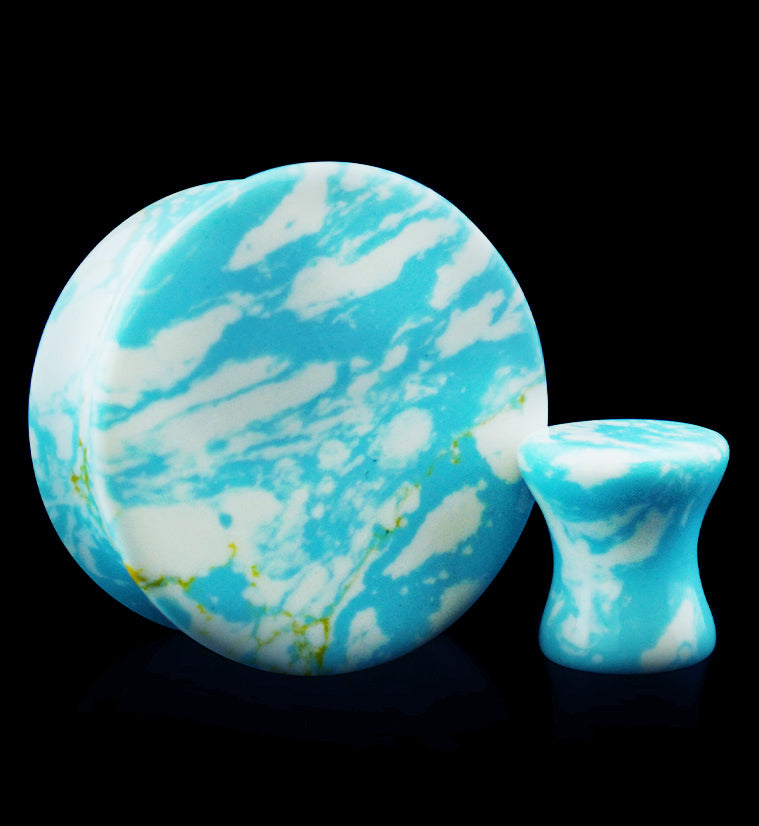 Ocean Howlite Stone Mayan Flare Plugs