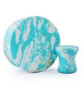 Ocean Howlite Stone Mayan Flare Plugs