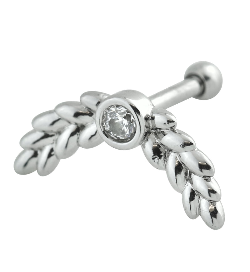 Olive Branch Clear CZ Cartilage Barbell