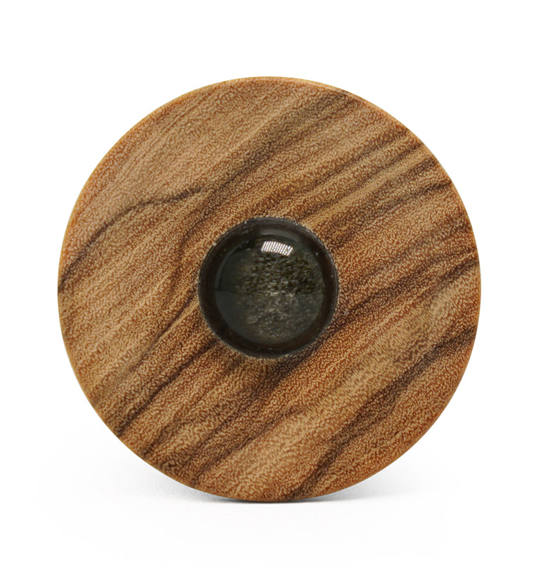 Olive Wood Golden Obsidian Stone Plugs