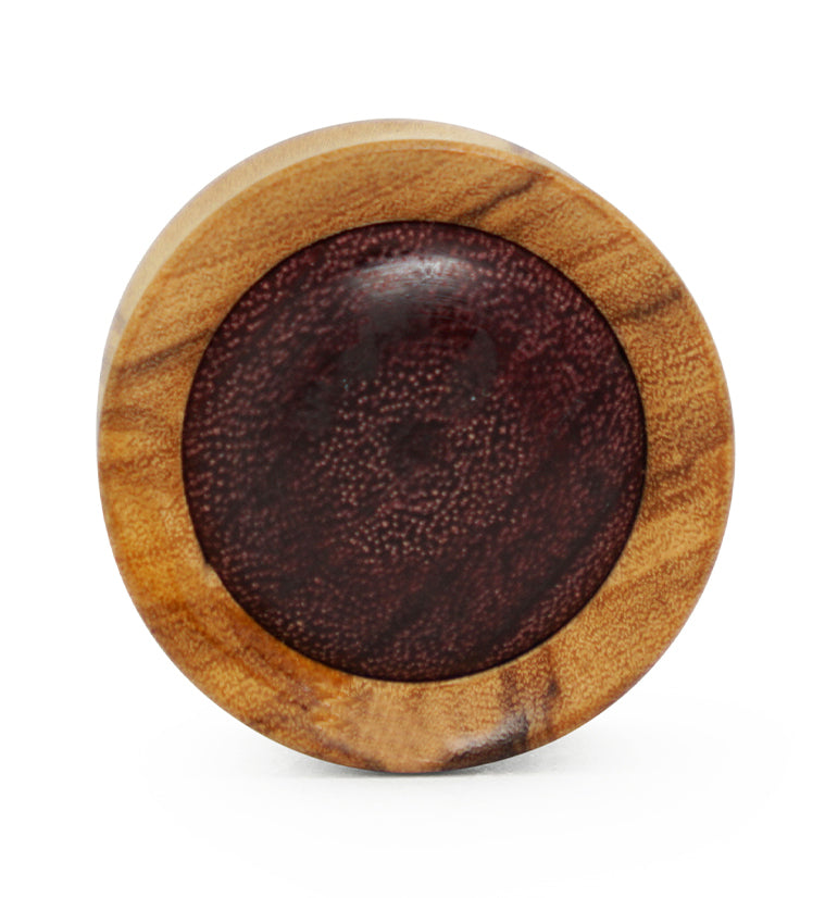 Olive Wood Concave Plugs With Purple Heart Inlay