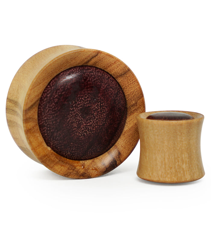 Wood Plugs PAIR - Wooden custom outlet size Double Flare Plugs- made to order - Mulberry wood