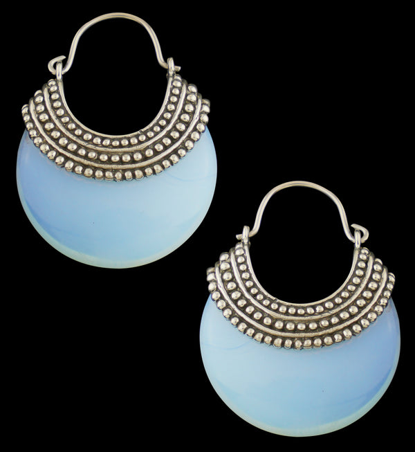 Opalite Beaded White Brass Stone Earrings