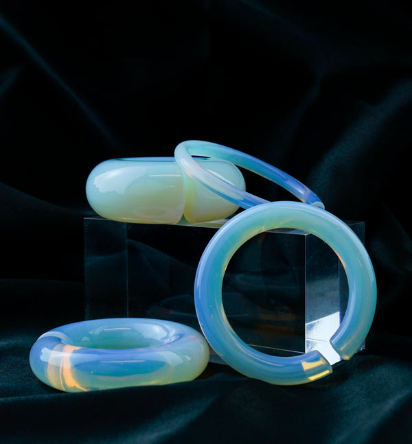 Opalite Glass Hoop Plugs