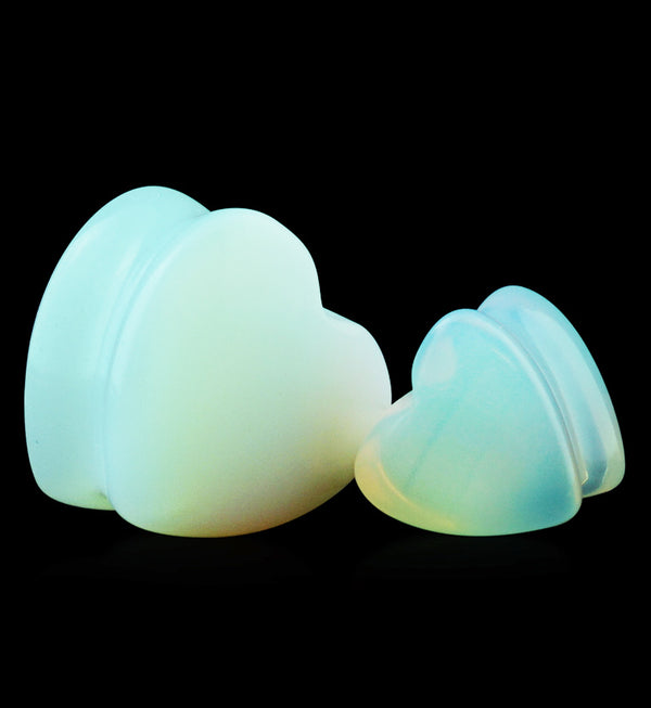 Opalite Glass Heart Shape Plugs