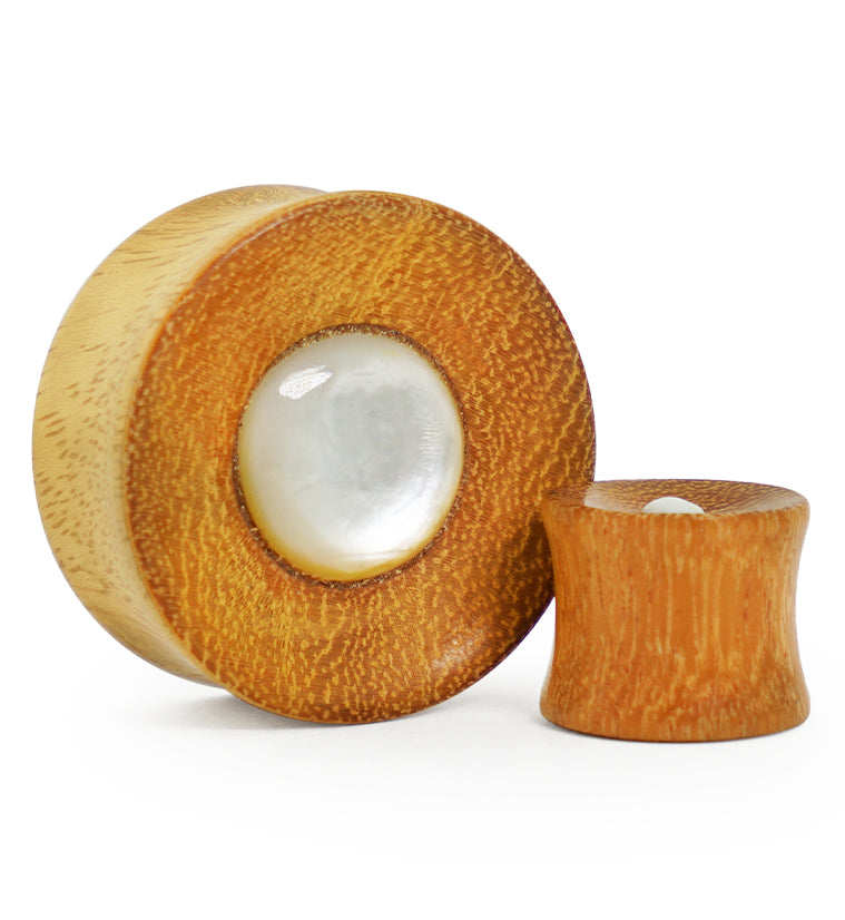 Osage Orange Wood Plugs with MOP Dome Inlay