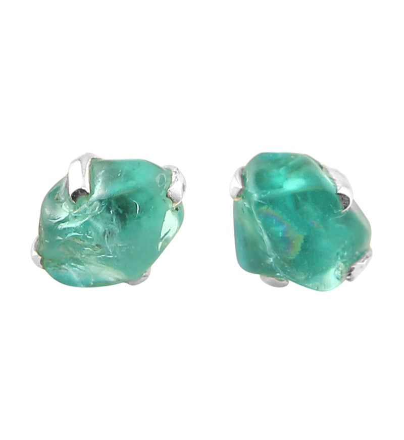 Paraiba Apatite Stone Prong Set Sterling Silver Earrings