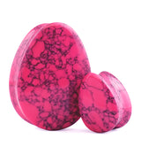 Pink Howlite Stone Teardrop Plugs