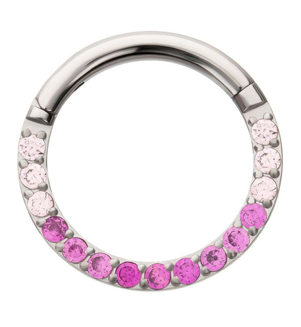 Pink Ombre CZ Titanium Hinged Segment Ring